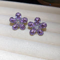 Crystal Flower Stud Earrings In Purple Blue And Red view 6