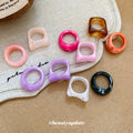 Acrylic Swirl Square Round Ring Duo Sets Five Colors view 3