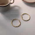 Matte Gold Twisted Hoop Earrings Geometric Circle Style view 3