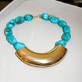 Chunky Bead Necklaces with Curved Gold Tone Centerpieces view 6