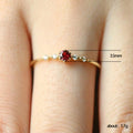 Gold Tone Slim Red Floral Stone Ring Polished Jewelry view 5