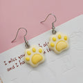 Silver Tone Colorful Cat Paw Resin Hook Earrings in Seven Colors view 10