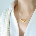Gold BABY Letter Pendant Fine Cable Chain Necklace view 1