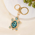 Rhinestone Turtle Keychain Gold Metal Crystal Shell Charm view 4