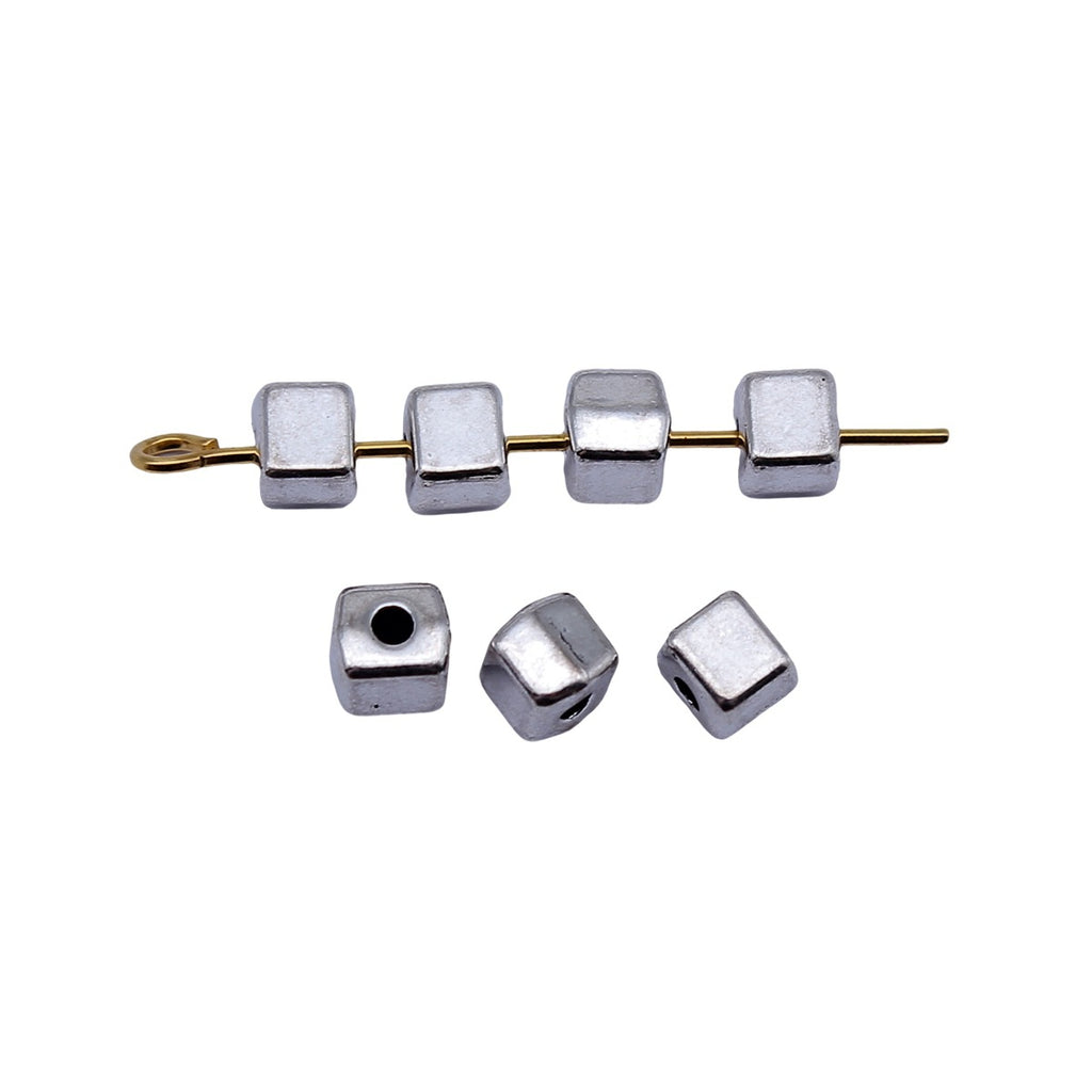 5.1x4.5x4.5mm 0.48g Antique Silver Zinc Alloy Square Small Hole Spacer Beads for Bracelet Necklace DIY