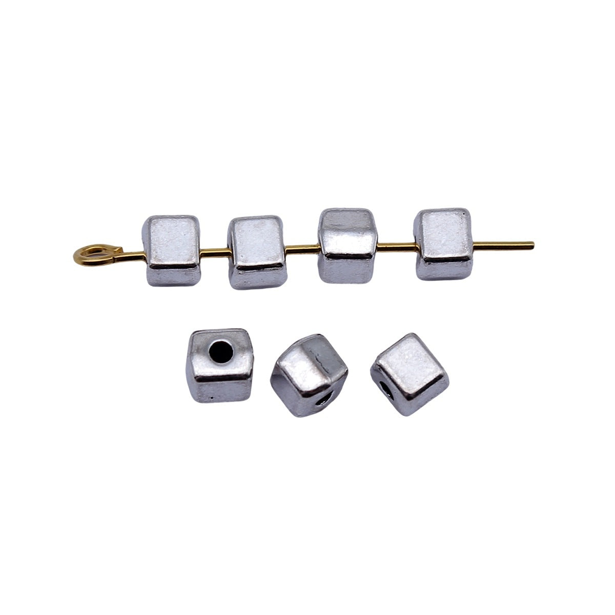 5.1x4.5x4.5mm 0.48g Antique Silver Zinc Alloy Square Small Hole Spacer Beads for Bracelet Necklace DIY