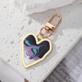 Gold Tone Heart Marbled Swirl Enamel Clip Keychains in Six Colors view 7