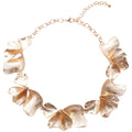 Textured Leaf Collar Necklaces in Gold and Silver Tones view 5