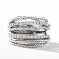 Wide Multi-Strand Cable Ring In Clear And Black Stone Options view 1