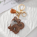 Rhinestone Fox Cat and Dog Tassel Clip Keychains in Five Designs view 4