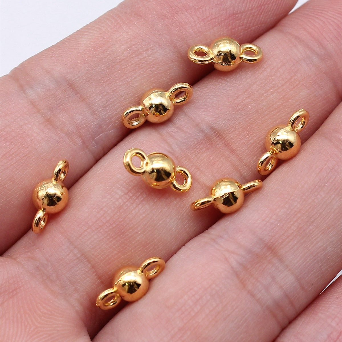 5x11mm 0.5g Multicolor Zinc Alloy Round Ball Bead Connector Beads for DIY Necklace Bracelet Jewelry Making