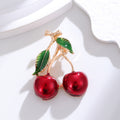 Cherry Sculpted Enamel Metal Brooch Pin for Jackets and Lapels view 3
