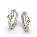 Two-Tone CZ Twist Huggie Hoop Earrings Gold Rose Gold view 2