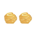 Sculpted Ripple Stud Earrings in Polished Gold Tone view 5