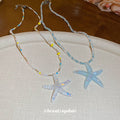 Seed Bead Resin Glitter Starfish Pendant Beach Necklace view 2