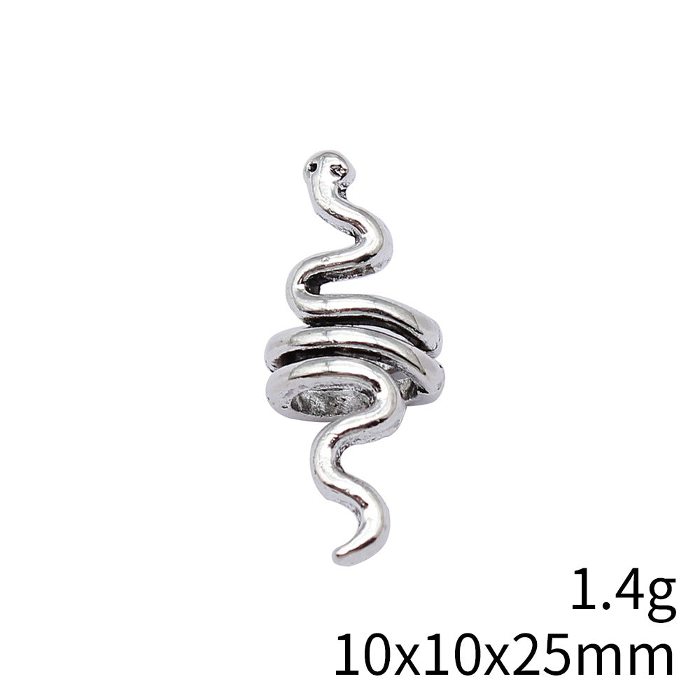 10x10x25mm 1.56g Multicolor Zinc Alloy Snake Dreadlock Braid Hair Beads for DIY Hair Jewelry Accessories