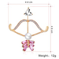 Pink Gold Tone Silver Tone Flower Crystal Pearl Look Metal Brooch Pin view 2