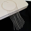 Long Fringe Collar Necklace with Graduated Chain Tassels view 6