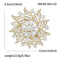 Crystal Sunburst Flower Brooch In 2 Styles With Polished Metal Details view 6