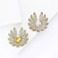 Gold Crystal Petal Flower Brooch Pink Yellow Center view 1
