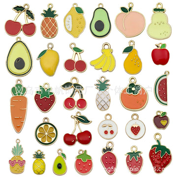Colorful Pineapple and Strawberry Metal Charms with 35 Listed Options