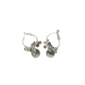 Silver Tone Hoop Earrings with Bead and Clear Drop Charms view 5