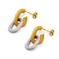 Detachable Textured Dual Oval Link Hoop Earrings Metal view 5