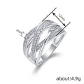 Silver Tone Multi Band Crossover CZ Ring Interwoven Bands view 4