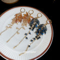 Crystal Leaf Fringe Drop Earrings in Blue and Pink view 3