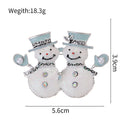 Aqua Silver Tone Christmas Snowman Crystal Pearl Look Metal Brooch Pin view 2