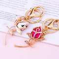 Jeweled Rose Stem Keychains in Blue and Fuchsia plus Assorted Option view 4