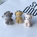 Flocked Mini Teddy Bear Keychains Lobster Clasp 3 Colors view 3
