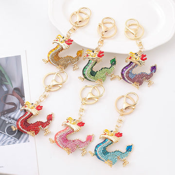 Crystal Chinese Dragon Keychains with Color and Cord Options