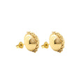 Gold Half-Sphere Dome Stud Earrings With Chain Detail view 5