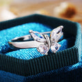 Silver Tone Butterfly Clear CZ Cocktail Ring Sizes 6-10 view 3