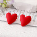 Colorful Matte Chunky Asymmetrical Heart Stud Earrings view 11