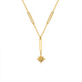 Gold Tone Star Pendant Lariat Necklace Paperclip Bar Links view 5