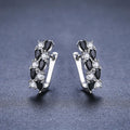 Black and Clear Leaf Cluster Huggie Earrings Polished Jewelry Accessory view 2