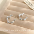 Silver Tone Sandblast Flower Open Hoop Stud Earrings Pair view 4