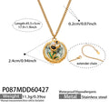 Gold Stainless Steel Enamel Floral Disc Pendant Necklace view 6