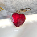 Large Faceted Translucent Heart Clip Keychains in Six Colors view 3