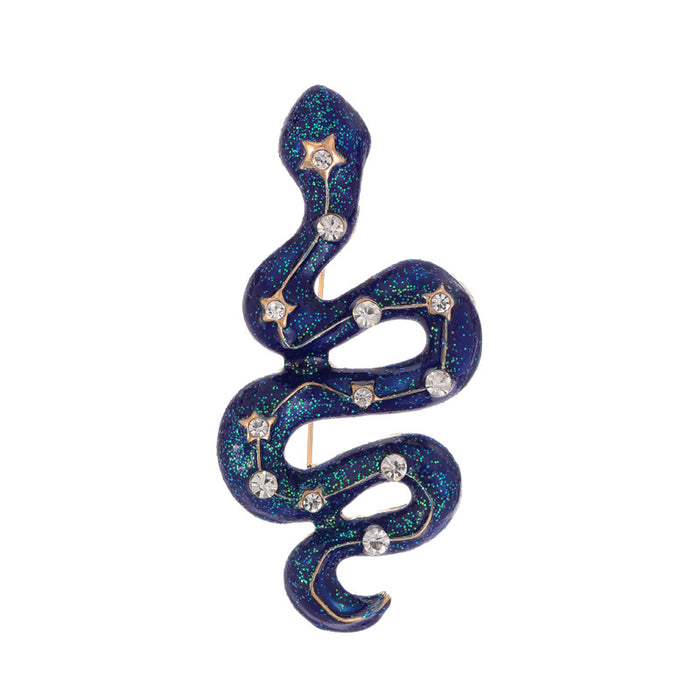 Blue Silver Tone Flower Crystal Enamel Metal Brooch Pin