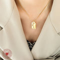 Abstract Half Face Rectangle Pendant Necklace Three Tones view 3