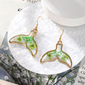 Green Resin Dried Flower Drop Earrings Gold Tone 8 Styles view 9
