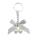 Faux Pearl Bow Keychain Silver Ring Ten Ribbon Colors view 8