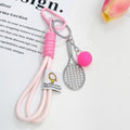 Woven Cord Tennis and Badminton Racket Keychain With Ball Charm view 2