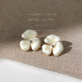Cream Pearl Enamel Three Petal Flower Stud Earrings view 1