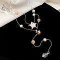 Silver Tone Star and Pearl Layered Pendant Necklace view 6