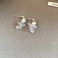 Silver Bow Pearl Tassel Stud Earrings Fashion Jewelry view 7