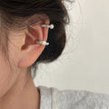 Pearl Accent Open Hoop Ear Cuffs In Two Metal Tones view 3